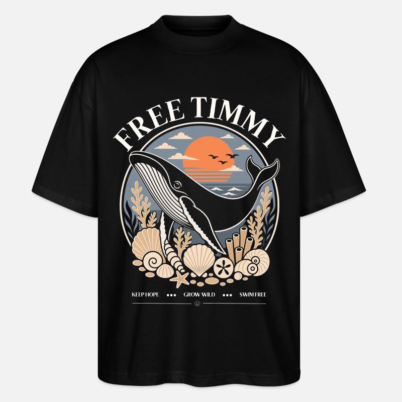 Buckelwal Timmy Hope Statement Merch - Stanley/Stella Oversized Unisex Bio T-Shirt Blaster 2.0 - Schwarz