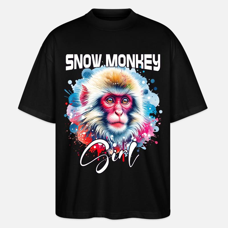 Snow Monkey Mädchen Schneeaffe - Stanley/Stella Oversized Unisex Bio T-Shirt Blaster 2.0 - Schwarz