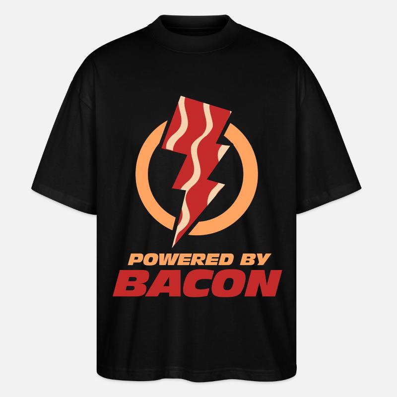 Angetrieben von Bacon Lightning Bolt - Stanley/Stella Oversized Unisex Bio T-Shirt Blaster 2.0 - Schwarz