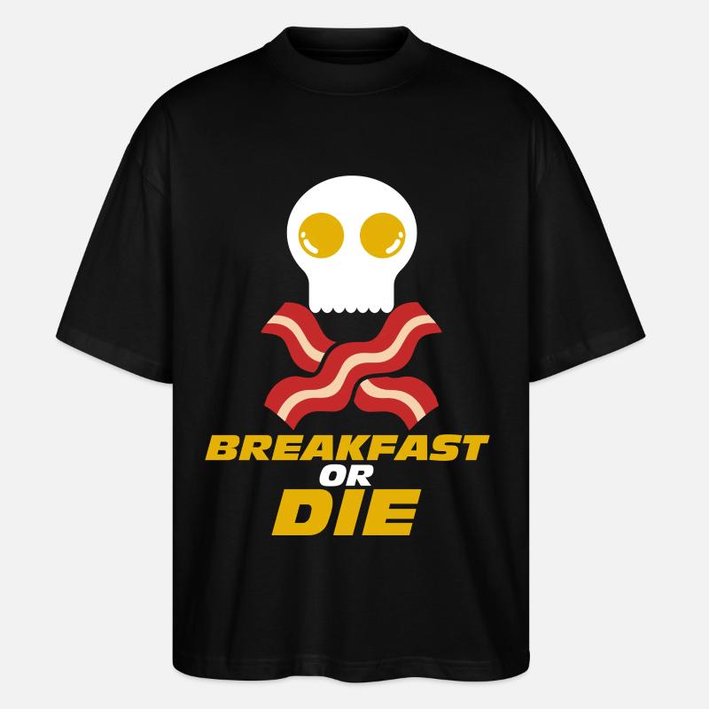Frühstück oder Totenkopf-Speck-Ei - Stanley/Stella Oversized Unisex Bio T-Shirt Blaster 2.0 - Schwarz