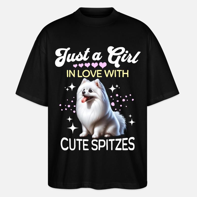 Spitz Zwergspitz Mädchen - Stanley/Stella Oversized Unisex Bio T-Shirt Blaster 2.0 - Schwarz