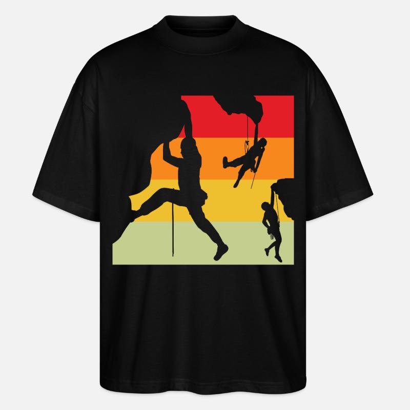 Retro Sonnenuntergang Kletterer Silhouetten - Stanley/Stella Oversized Unisex Bio T-Shirt Blaster 2.0 - Schwarz