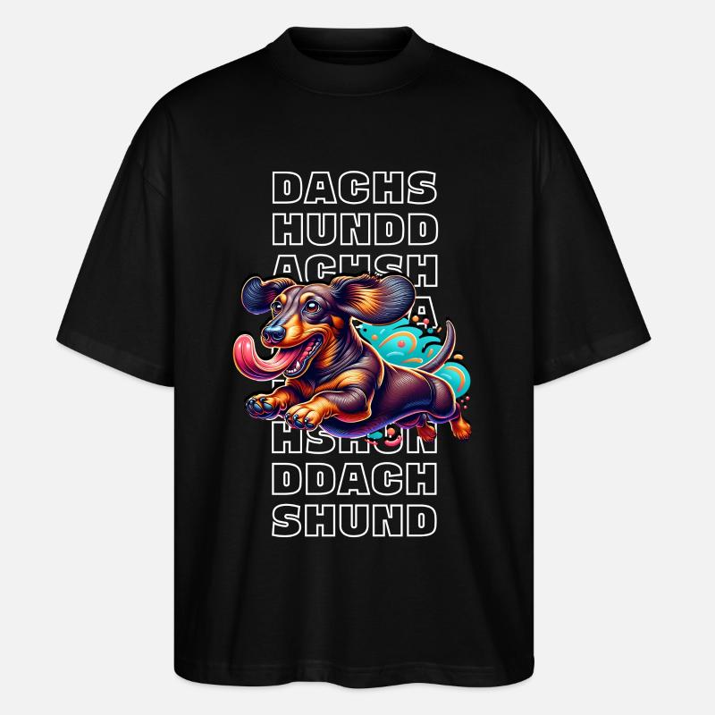 Dachshund - Stanley/Stella Oversized Unisex Bio T-Shirt Blaster 2.0 - Schwarz