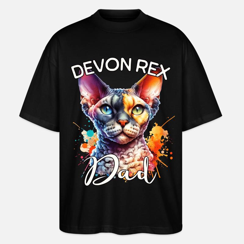 Devon Rex Dad - Stanley/Stella Oversized Unisex Organic T-shirt Blaster 2.0 - black