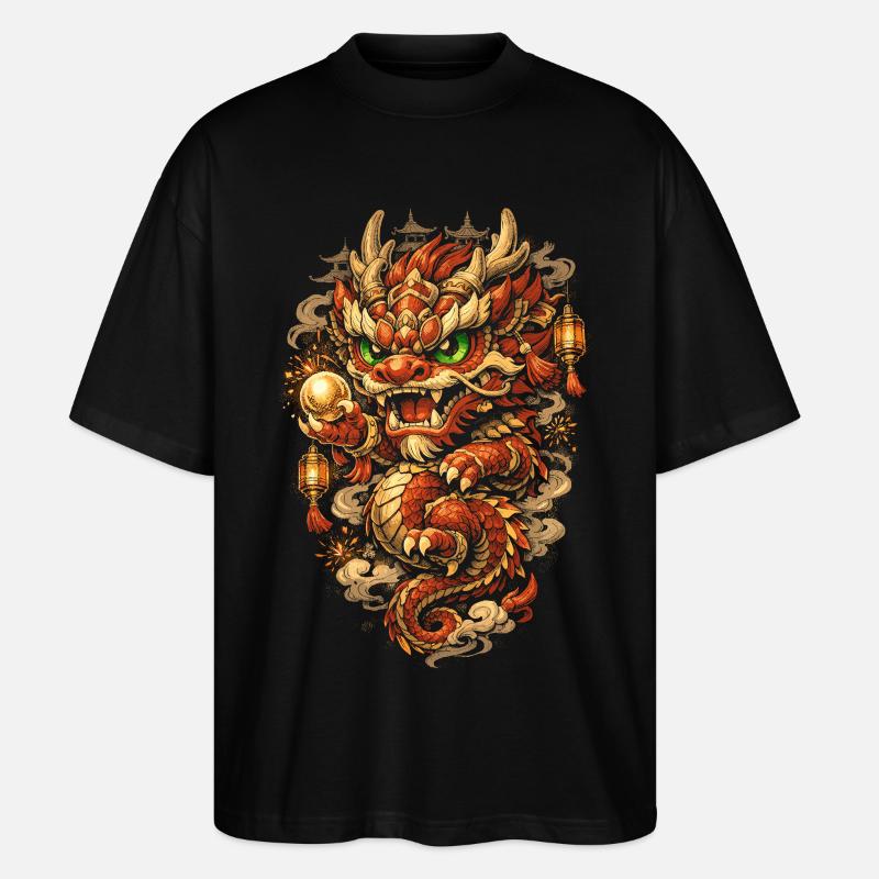 Dragon Dance Drachentanz - Stanley/Stella Oversized Unisex Bio T-Shirt Blaster 2.0 - Schwarz