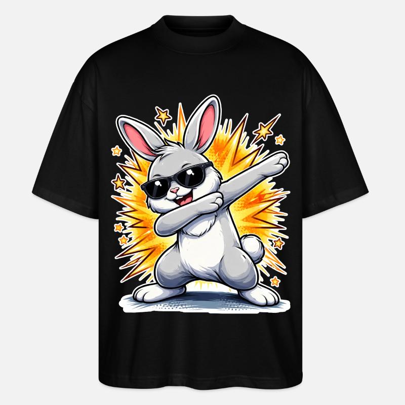 Lapin à tamponner - T-shirt bio Blaster 2.0 coupe oversize Stanley/Stella Unisexe - noir