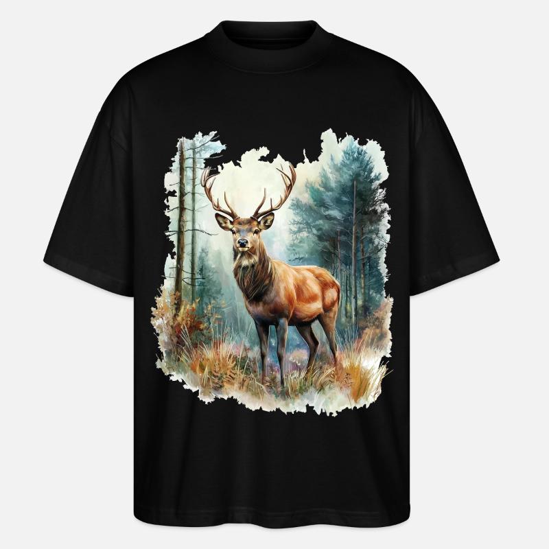 Deer Roe Deer - Stanley/Stella Oversized Unisex Organic T-shirt Blaster 2.0 - black