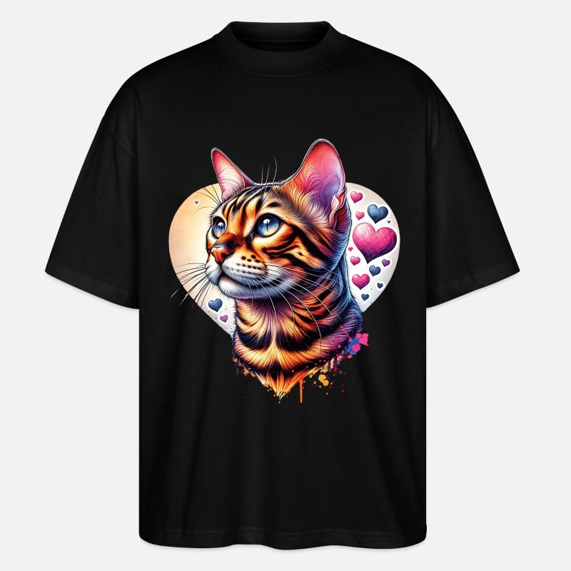Bengalkatze - Stanley/Stella Oversized Unisex Bio T-Shirt Blaster 2.0 - Schwarz
