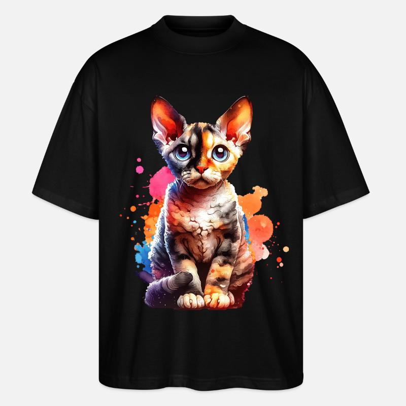 Devon Rex Geschenk - Stanley/Stella Oversized Unisex Bio T-Shirt Blaster 2.0 - Schwarz