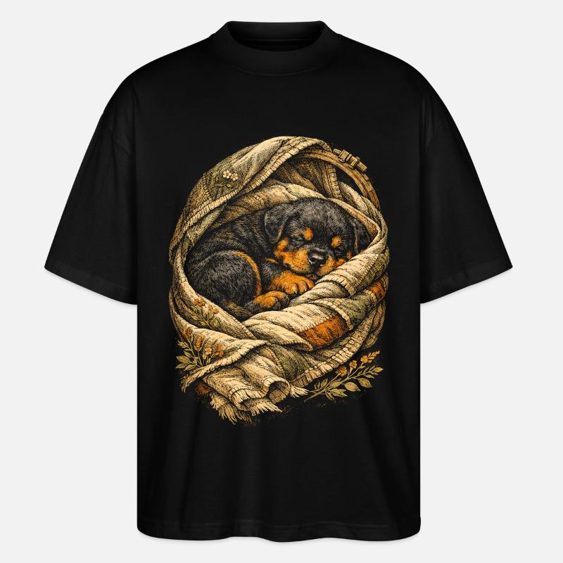 Rottweiler Welpe Hund - Stanley/Stella Oversized Unisex Bio T-Shirt Blaster 2.0 - Schwarz