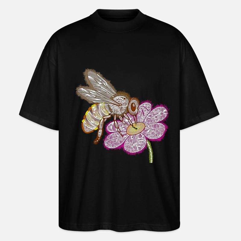 Zentangle Bee - T-shirt bio Blaster 2.0 coupe oversize Stanley/Stella Unisexe - noir