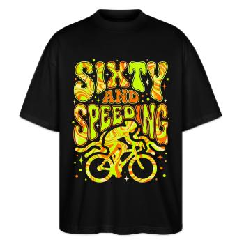 60e anniversaire vélo de route - T-shirt bio Blaster 2.0 coupe oversize Stanley/Stella Unisexe - noir - Devant - Alina (178cm) & Michal (187cm)