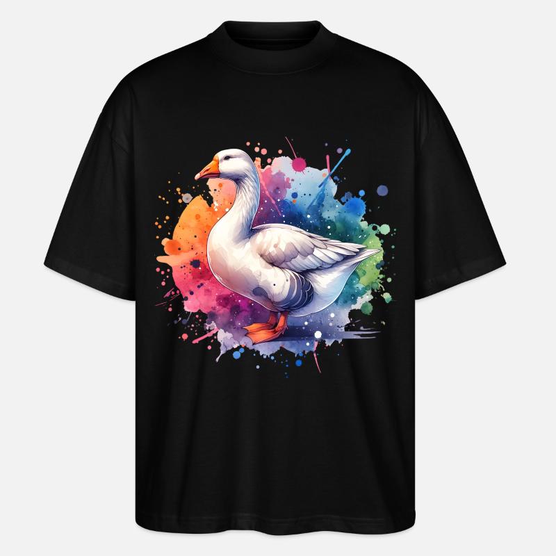 Pilgrim Gans Geschenk - Stanley/Stella Oversized Unisex Bio T-Shirt Blaster 2.0 - Schwarz