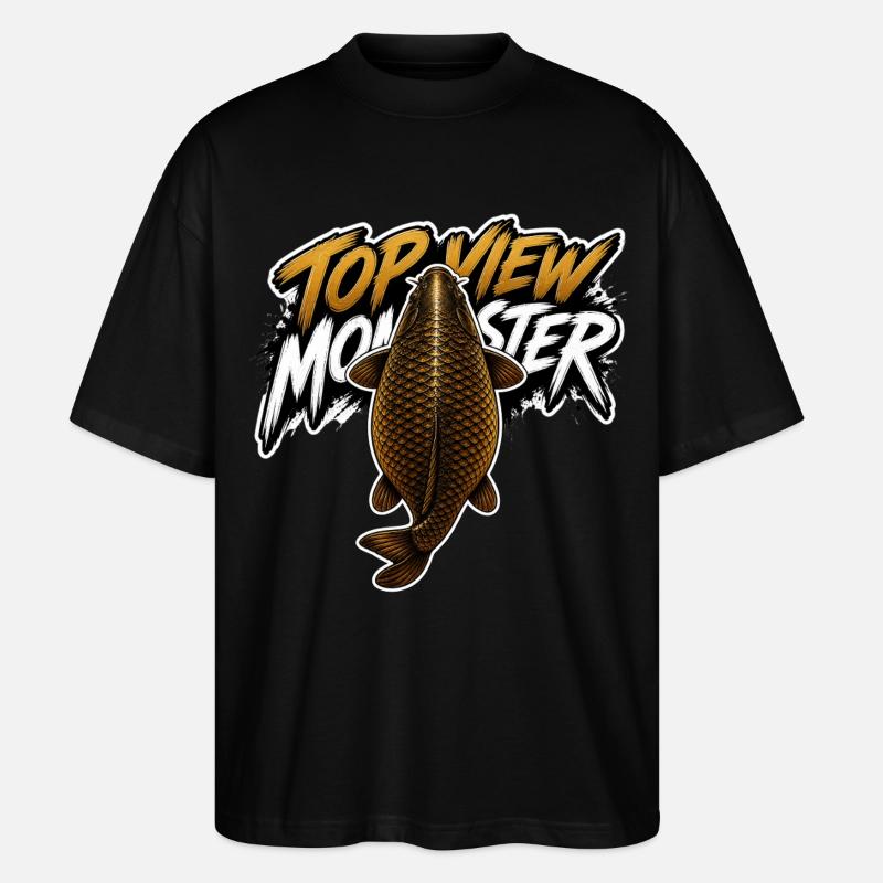 Vogelperspektive Monsterkarpfen – Kräftiges Angeldesign - Stanley/Stella Oversized Unisex Bio T-Shirt Blaster 2.0 - Schwarz