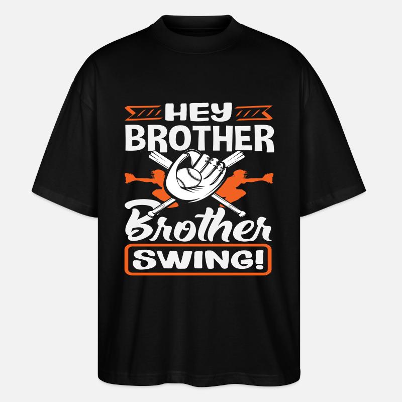 Hey Bruder Swing Baseball Spruch - Stanley/Stella Oversized Unisex Bio T-Shirt Blaster 2.0 - Schwarz