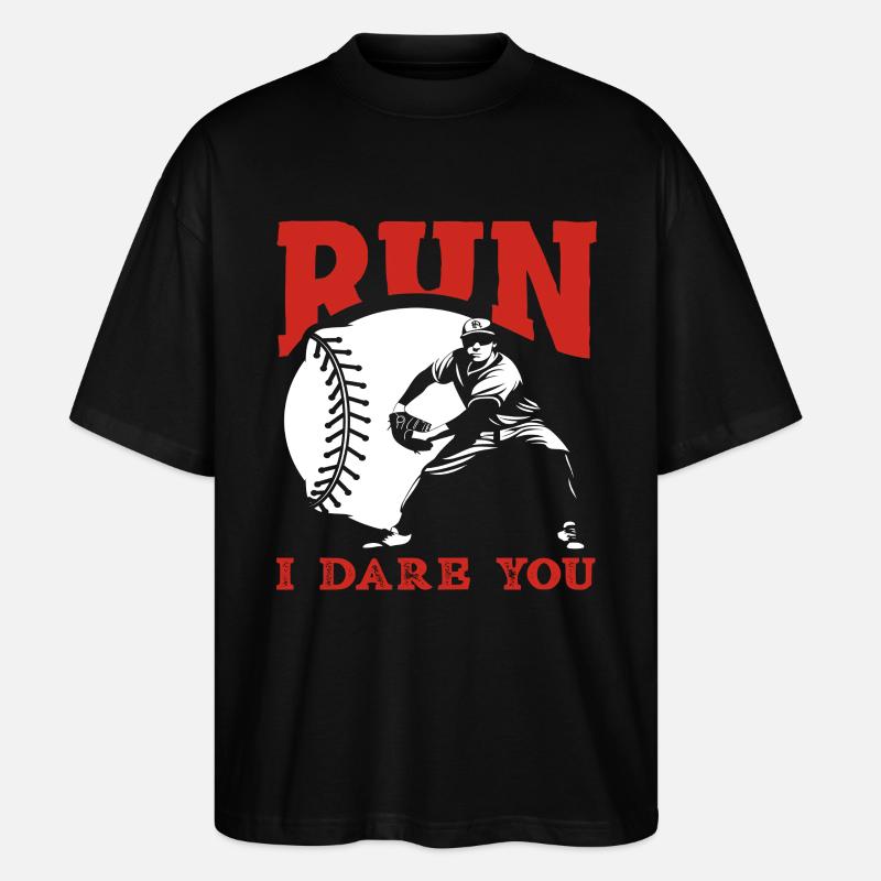 Lauf doch Baseball Catcher Spruch - Stanley/Stella Oversized Unisex Bio T-Shirt Blaster 2.0 - Schwarz