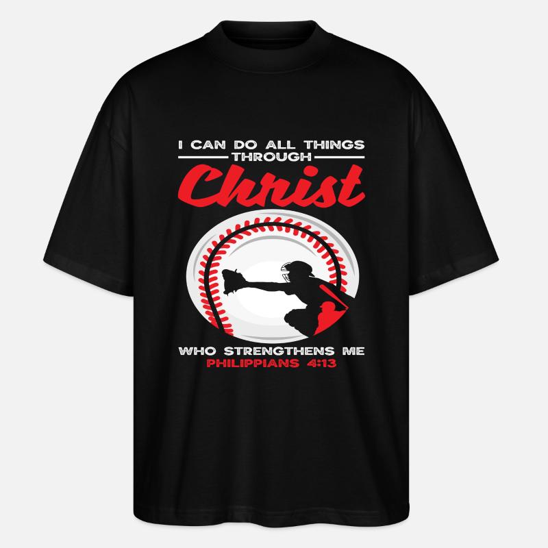 Alles vermag ich durch Christus Baseball - Stanley/Stella Oversized Unisex Bio T-Shirt Blaster 2.0 - Schwarz