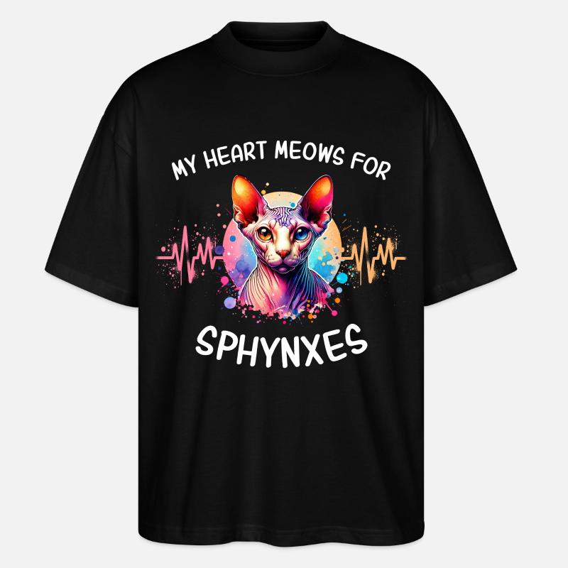 Sphynxkatze Herzlinie Nacktkatze - Stanley/Stella Oversized Unisex Bio T-Shirt Blaster 2.0 - Schwarz