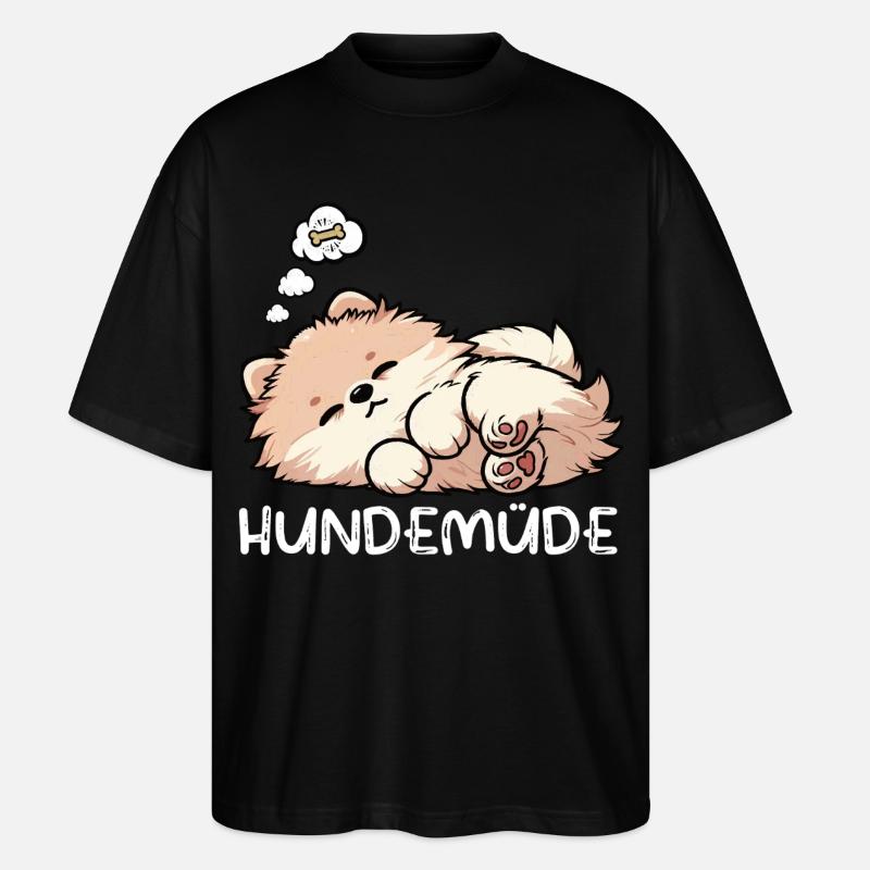 Hundemüde Zwergspitz Zwergspitze Spitzhund Spitz - Stanley/Stella Oversized Unisex Bio T-Shirt Blaster 2.0 - Schwarz