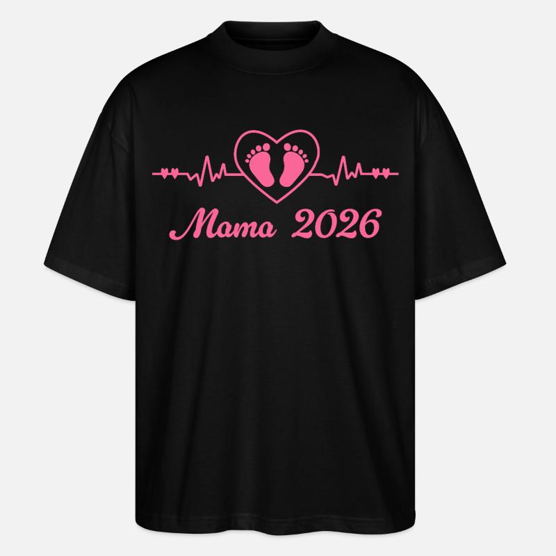 Mama 2026 Schwangerschaft Werdende Mutter - Stanley/Stella Oversized Unisex Bio T-Shirt Blaster 2.0 - Schwarz