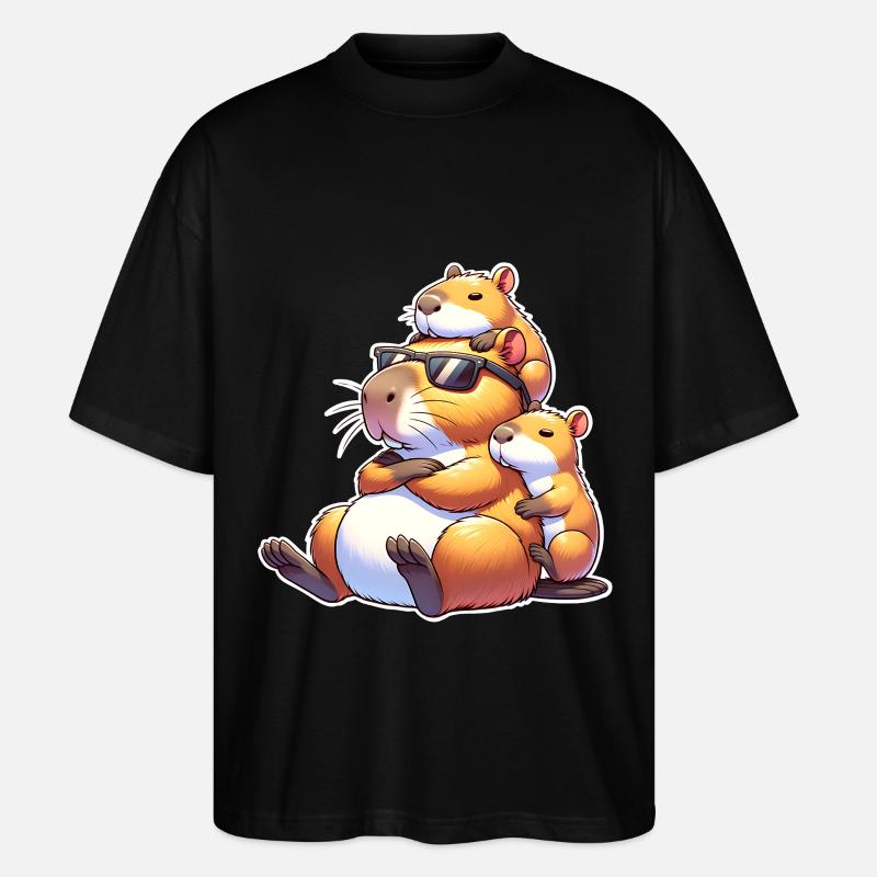 Capybara Papa - Stanley/Stella Oversized Unisex Bio T-Shirt Blaster 2.0 - Schwarz