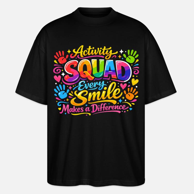 Animation team: Every smile counts - Stanley/Stella Oversized Unisex Organic T-shirt Blaster 2.0 - black
