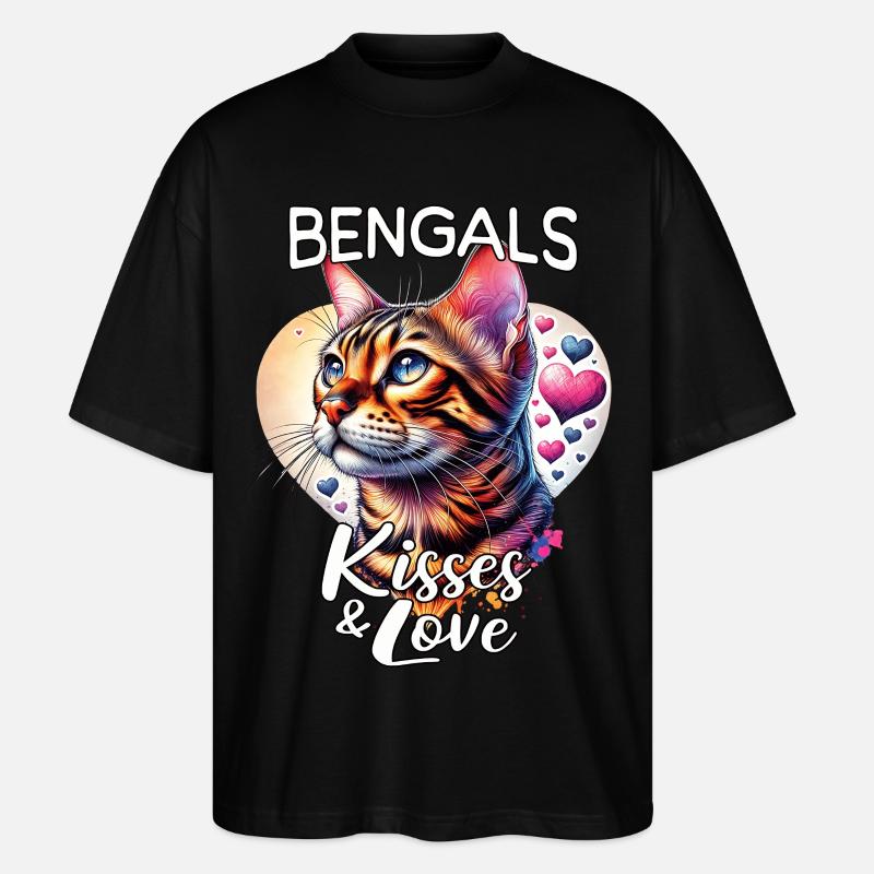 Bengalkatze Liebe - Stanley/Stella Oversized Unisex Bio T-Shirt Blaster 2.0 - Schwarz