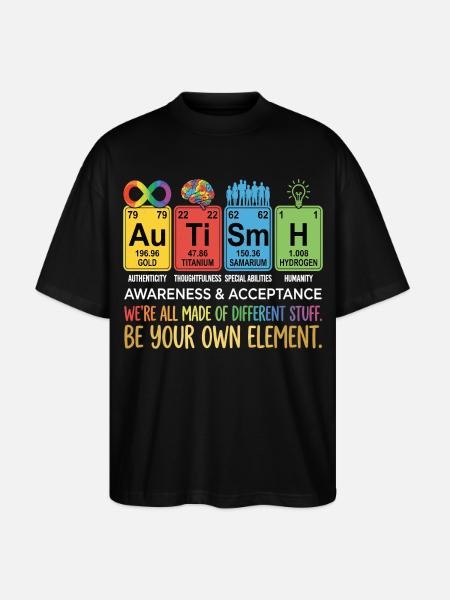 Autism Awareness Chemistry Neurodiversity - Stanley/Stella Oversized Unisex Organic T-shirt Blaster 2.0 - black