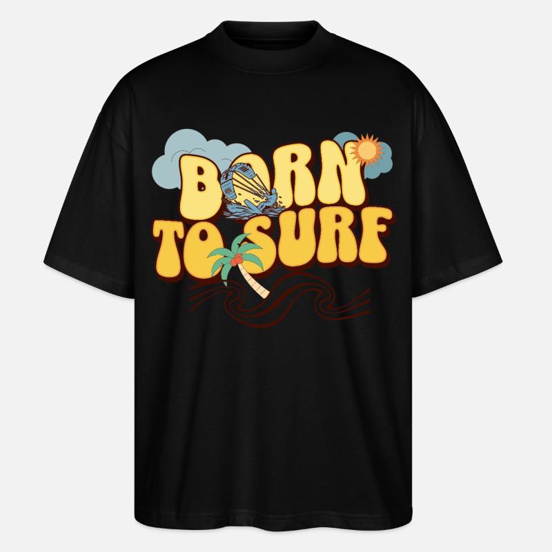 Né pour surfer - T-shirt bio Blaster 2.0 coupe oversize Stanley/Stella Unisexe - noir