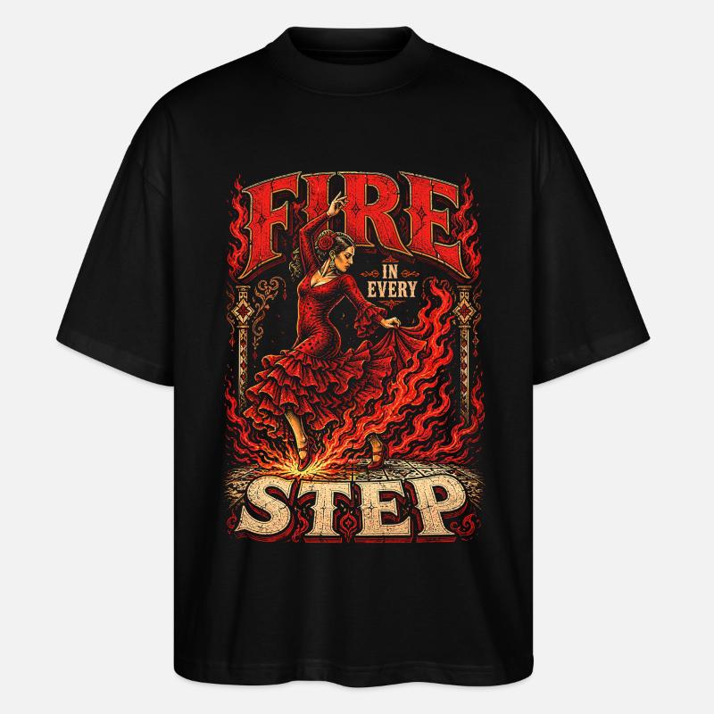 Flamenco Fire In Every Step - Stanley/Stella Oversized Unisex Organic T-shirt Blaster 2.0 - black