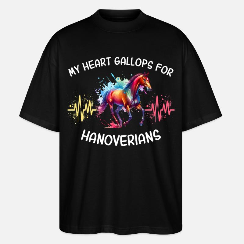 Hannoveraner Herzlinie Pferd - Stanley/Stella Oversized Unisex Bio T-Shirt Blaster 2.0 - Schwarz