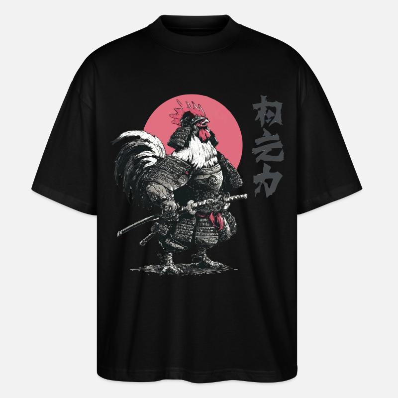 Hahn-Samurai-Rüstungsdruck - Stanley/Stella Oversized Unisex Bio T-Shirt Blaster 2.0 - Schwarz