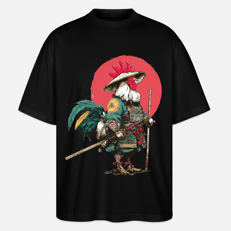 Samouraï Coq en armure - T-shirt bio Blaster 2.0 coupe oversize Stanley/Stella Unisexe - noir