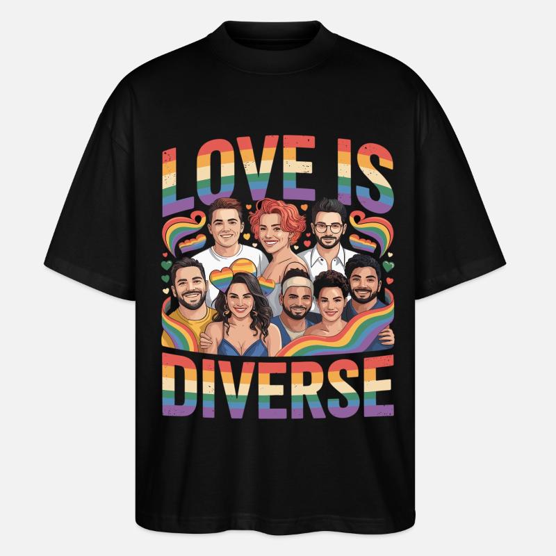 Love Is Diverse Pride Rainbow - Stanley/Stella Oversized Unisex Organic T-shirt Blaster 2.0 - black