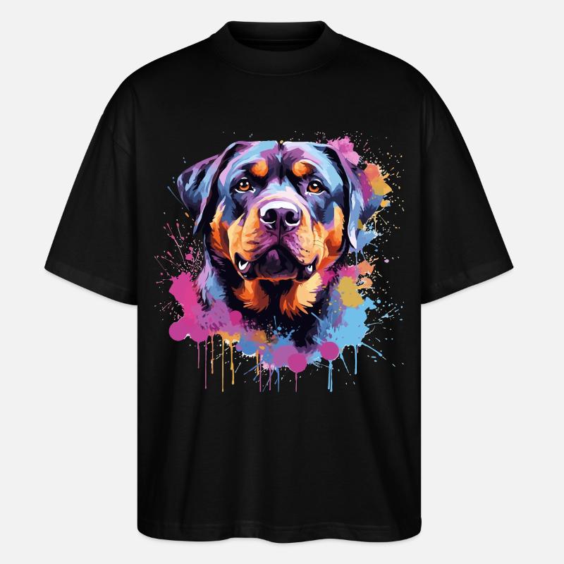 Rottweiler Bunker Splash Art Hund - Stanley/Stella Oversized Unisex Bio T-Shirt Blaster 2.0 - Schwarz