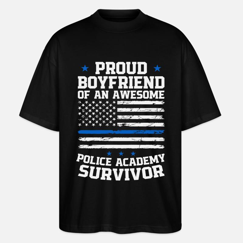 Stolzer Freund einer großartigen Polizeiakademie - Stanley/Stella Oversized Unisex Bio T-Shirt Blaster 2.0 - Schwarz