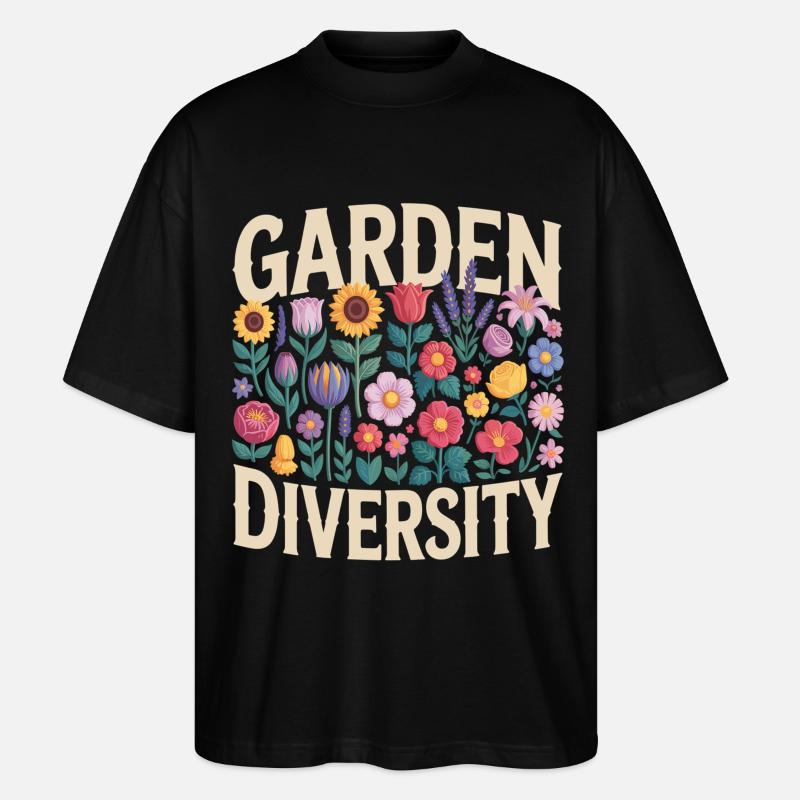 Garden Diversity Blumen Garten - Stanley/Stella Oversized Unisex Bio T-Shirt Blaster 2.0 - Schwarz