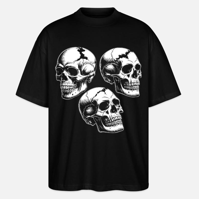 Three Skull Silhouettes - Stanley/Stella Oversized Unisex Organic T-shirt Blaster 2.0 - black