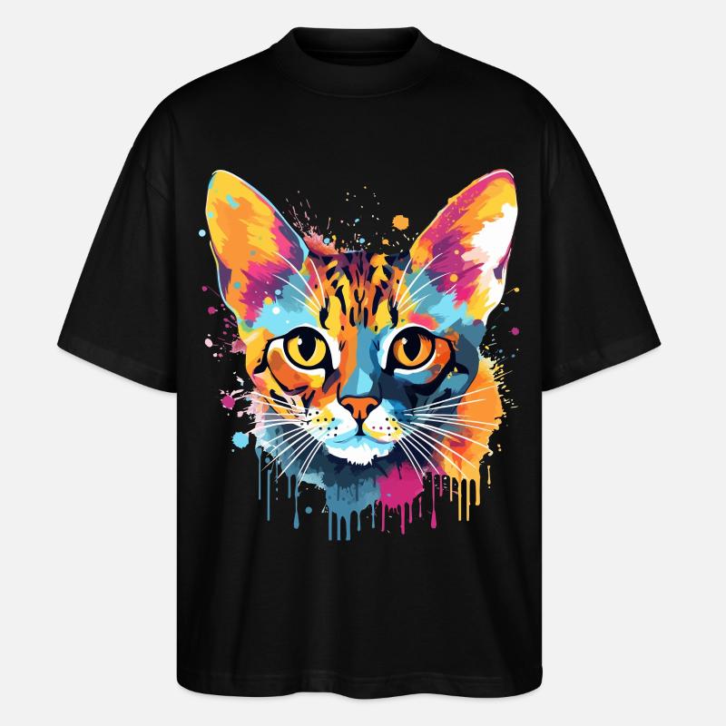 Bunte Bengal-Katzengesicht-Splash-Art - Stanley/Stella Oversized Unisex Bio T-Shirt Blaster 2.0 - Schwarz