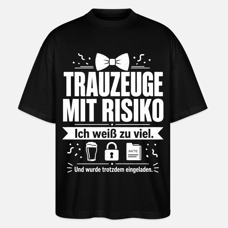 Trauzeuge mit Risiko - Stanley/Stella Oversized Unisex Bio T-Shirt Blaster 2.0 - Schwarz