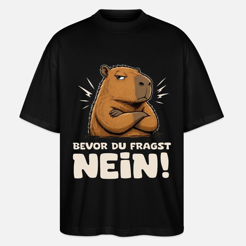 Capybara Attitude Nein! - Stanley/Stella Oversized Unisex Bio T-Shirt Blaster 2.0 - Schwarz
