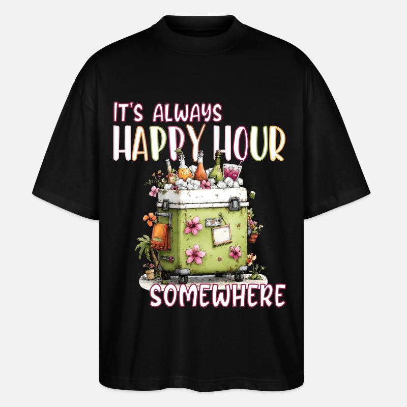 Happy Hour Somewhere - Stanley/Stella Oversized Unisex Organic T-shirt Blaster 2.0 - black
