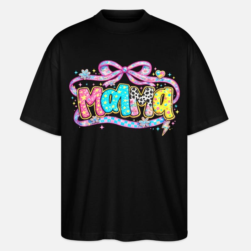 Mama-Geschenk: Retro Mama-Optik und Glitzer - Stanley/Stella Oversized Unisex Bio T-Shirt Blaster 2.0 - Schwarz