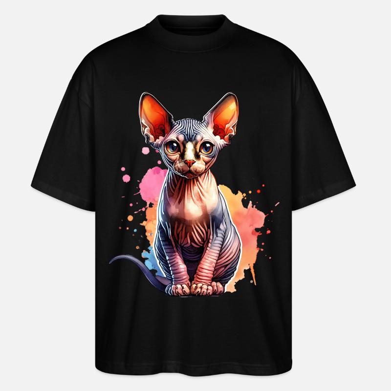 Sphynx Cat Gift - Stanley/Stella Oversized Unisex Organic T-shirt Blaster 2.0 - black