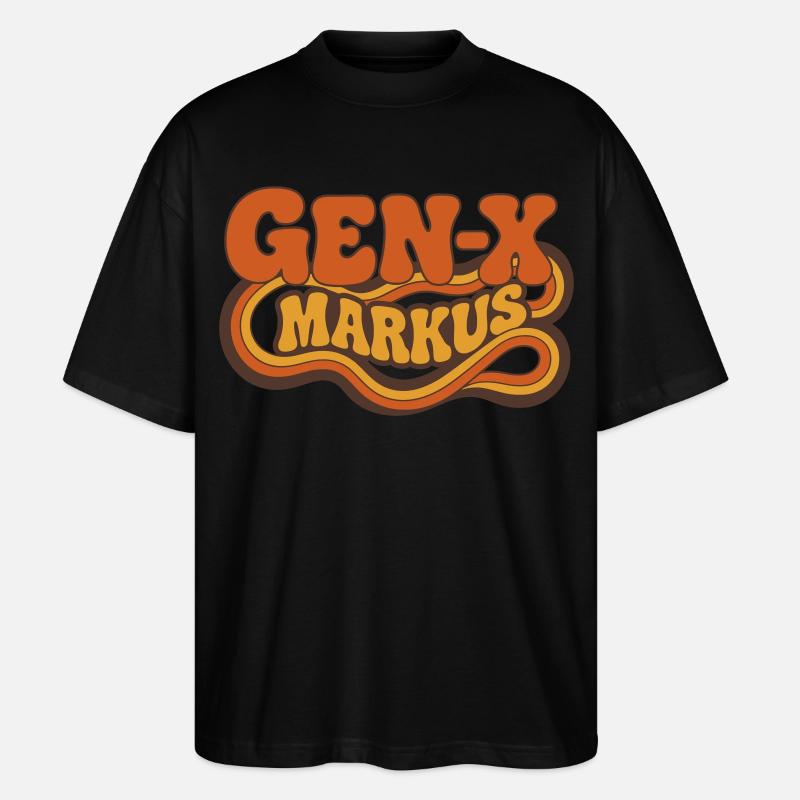 Logo rétro Gen-X Markus - T-shirt bio Blaster 2.0 coupe oversize Stanley/Stella Unisexe - noir