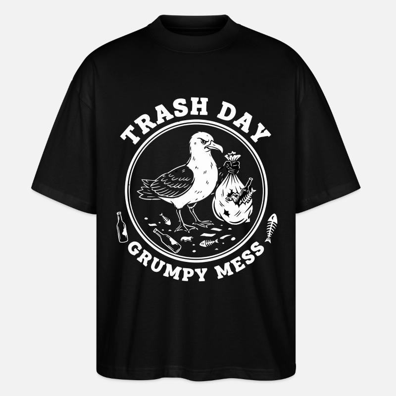 Möwe Trash Day Müll - Stanley/Stella Oversized Unisex Bio T-Shirt Blaster 2.0 - Schwarz