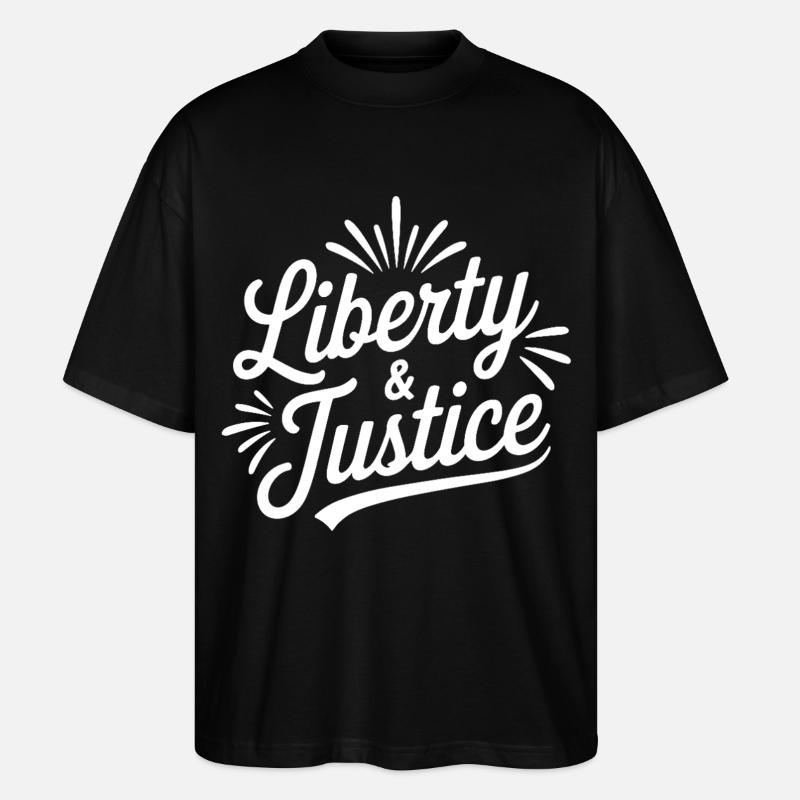 Freedom & Justice Script - Stanley/Stella Oversized Unisex Organic T-shirt Blaster 2.0 - black