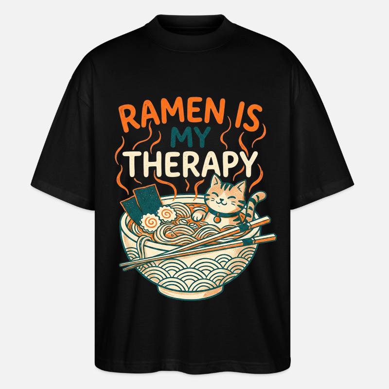 Ramen Therapy Cat - T-shirt bio Blaster 2.0 coupe oversize Stanley/Stella Unisexe - noir