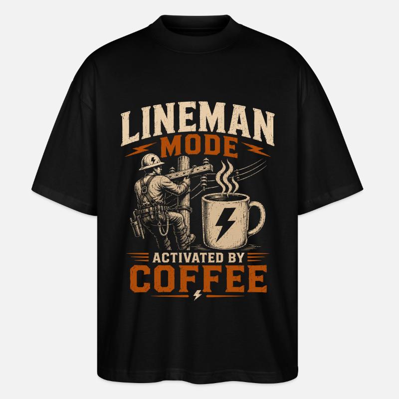 Drôle de Lineman Coffee Électricité - T-shirt bio Blaster 2.0 coupe oversize Stanley/Stella Unisexe - noir