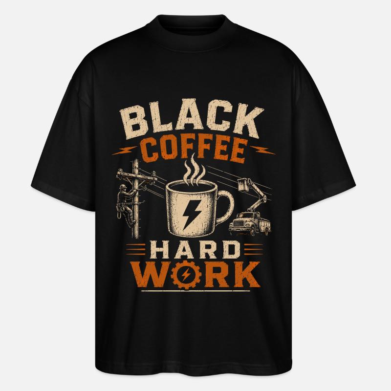 Café devant la ligne électrique - T-shirt bio Blaster 2.0 coupe oversize Stanley/Stella Unisexe - noir